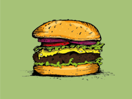 Hamburger illustriert farbig
